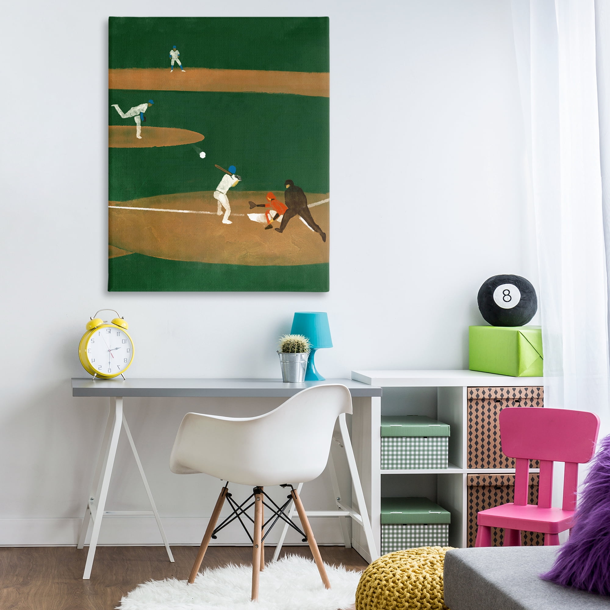 Stupell Industries Baseball Players View Sports Painting Wrapped Canvas Art Print Wall Art, 36 x 48