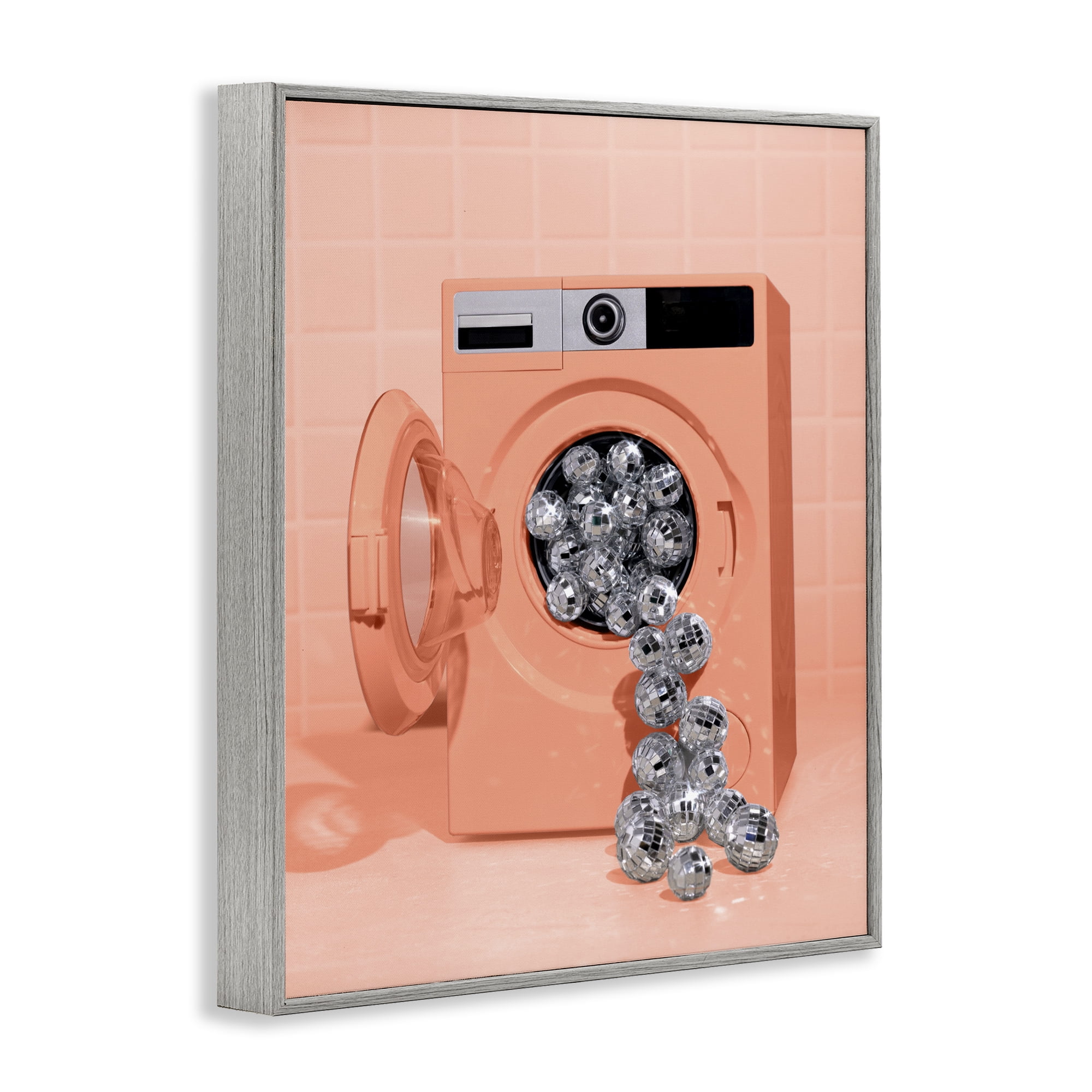 Stupell Industries Disco Laundry Machine over Orange Gray Framed Giclee Art, design by LISH Creative