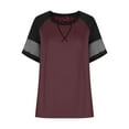 thumbnail image 5 of Teissuly Women's Summer Fashion Loose Casual Patchwork Crew-neck T-shirt Top, 5 of 6