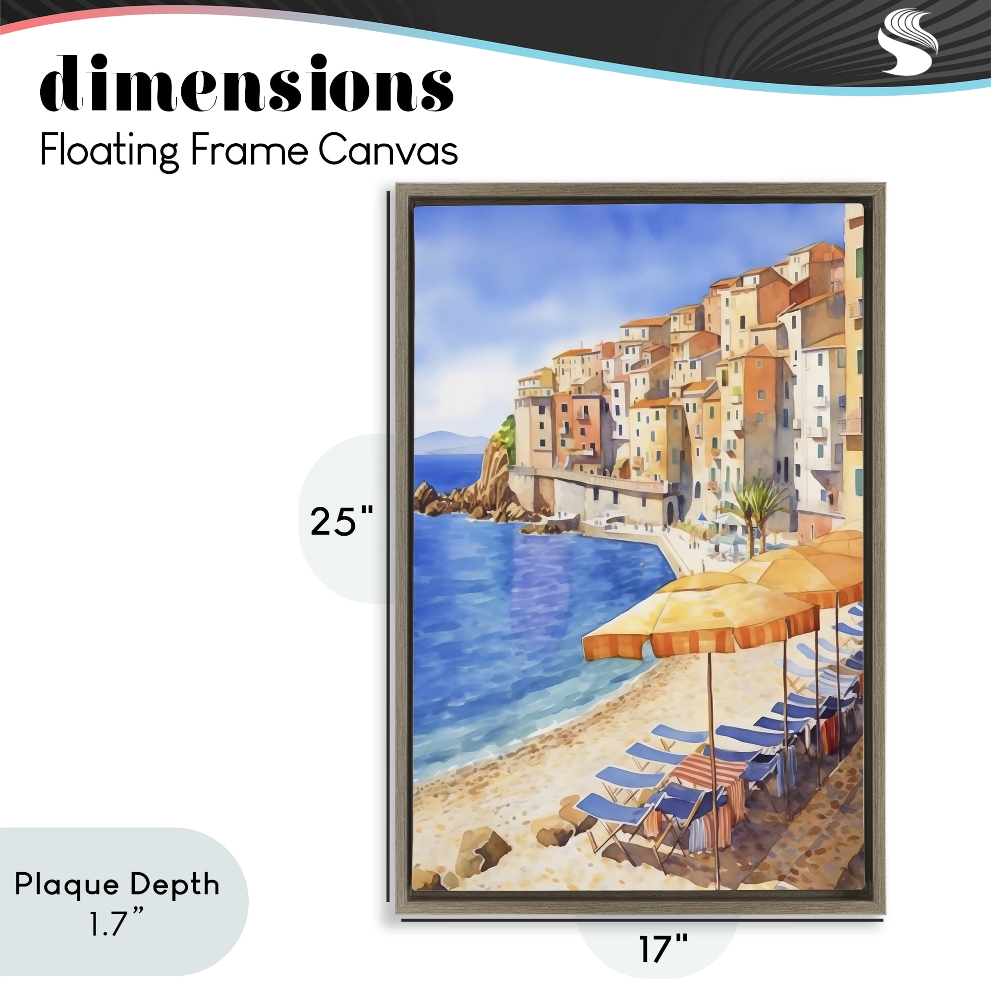 Stupell Industries Beach Lounging on Mediterranean Shore Brown Framed Floater Canvas Wall Art, design by Creative Studio