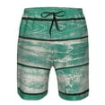 thumbnail image 3 of Cauagu Old Green Wooden Print Men's Swim Trunks,Hawaiian Bathing Suit Swimsuits Beach Shorts with Pockets for Men Quick Dry Swimming Board Shorts-Large, 3 of 6