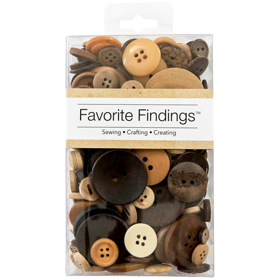 Simplicity Favorite Findings Natural Wood Mix Value Buttons, 3.5 Oz.