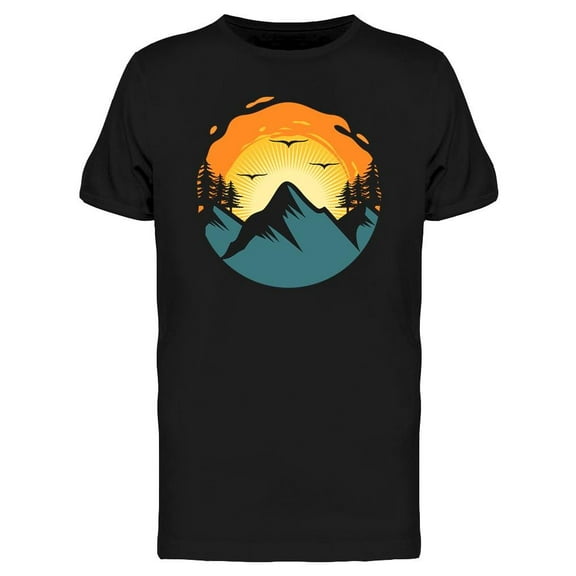 Mountain Sunset And Birds T-Shirt Men -Image by Shutterstock, Male Small