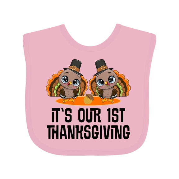 Inktastic Twins First Thanksgiving Turkey Boys or Girls Baby Bib