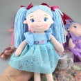 thumbnail image 6 of 10.8in Pigtail Plush Doll, Soft Rag Doll Figures with Sparkly Dresses and Bows for Imaginative Play and Room Decoration,Blue, 6 of 8