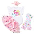 thumbnail image 2 of Easter Baby Girl Outfit Bunny Print Top with Skirt Socks and Headband 4Pcs Set Toddler Girl Outfits Multicolour1 0-3 Months, 2 of 7