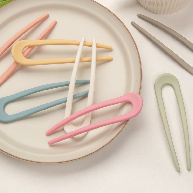 Fashion Candy Color Hair Sticks for Women Shell Hair Clip Pins Minimalist Elegant U Shape Girls Hairpins Hair Bun Maker Headwear