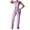 Purple, variant on 2 Picec of Outfit Sets for Womens Fashion Plus Size Summer and Autumn Solid Color Stripe Casual Sports Tie Short Sleeved Pants Set