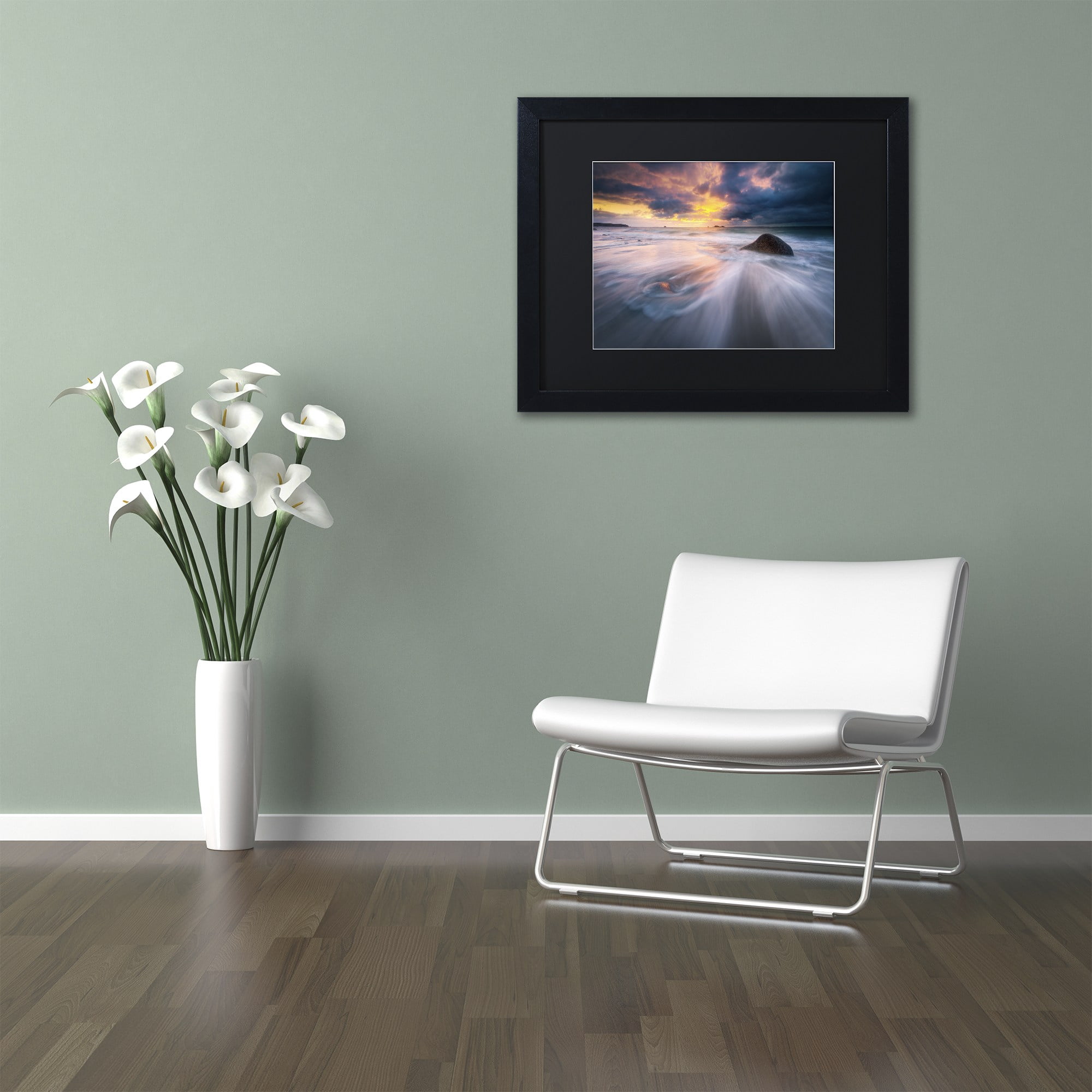 Trademark Fine Art "Ocean Painting" Canvas Art by Mathieu Rivrin, Black Matte, Black Frame