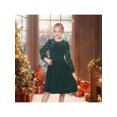 thumbnail image 2 of Sunny Fashion Girls Dress Emerald Green Velvet Sequin Keyhole Pleated Christmas Santa Winter Festival 8 Years, 2 of 8
