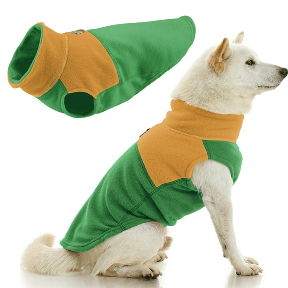 Gooby Fleece Vest Two Tone - Green, X-Small - Soft Fleece Vest with Durable Metal Leash Ring Stylish Two Tone Dog Sweater for Small to Medium Dogs