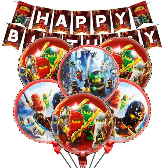 6 PCS Superhero Balloons Birthday Banner Ninja Balloons Foil Ninja Theme Balloons Birthday Party Balloons