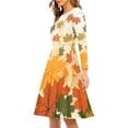thumbnail image 2 of FKELYI Harvest Maple Leaf Women Dresses Size M Elastic Long Sleeve Dress for Women Wedding Guest Lightweight Thanksgiving Woman Dress for Fall, 2 of 4