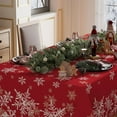 thumbnail image 3 of Winter Red Snowflakes Tablecloth Rectangle Christmas Table Cloth Washable Table Covers for Indoor Dining Home Party Xmas Decorations 60x84 Inch, 3 of 5