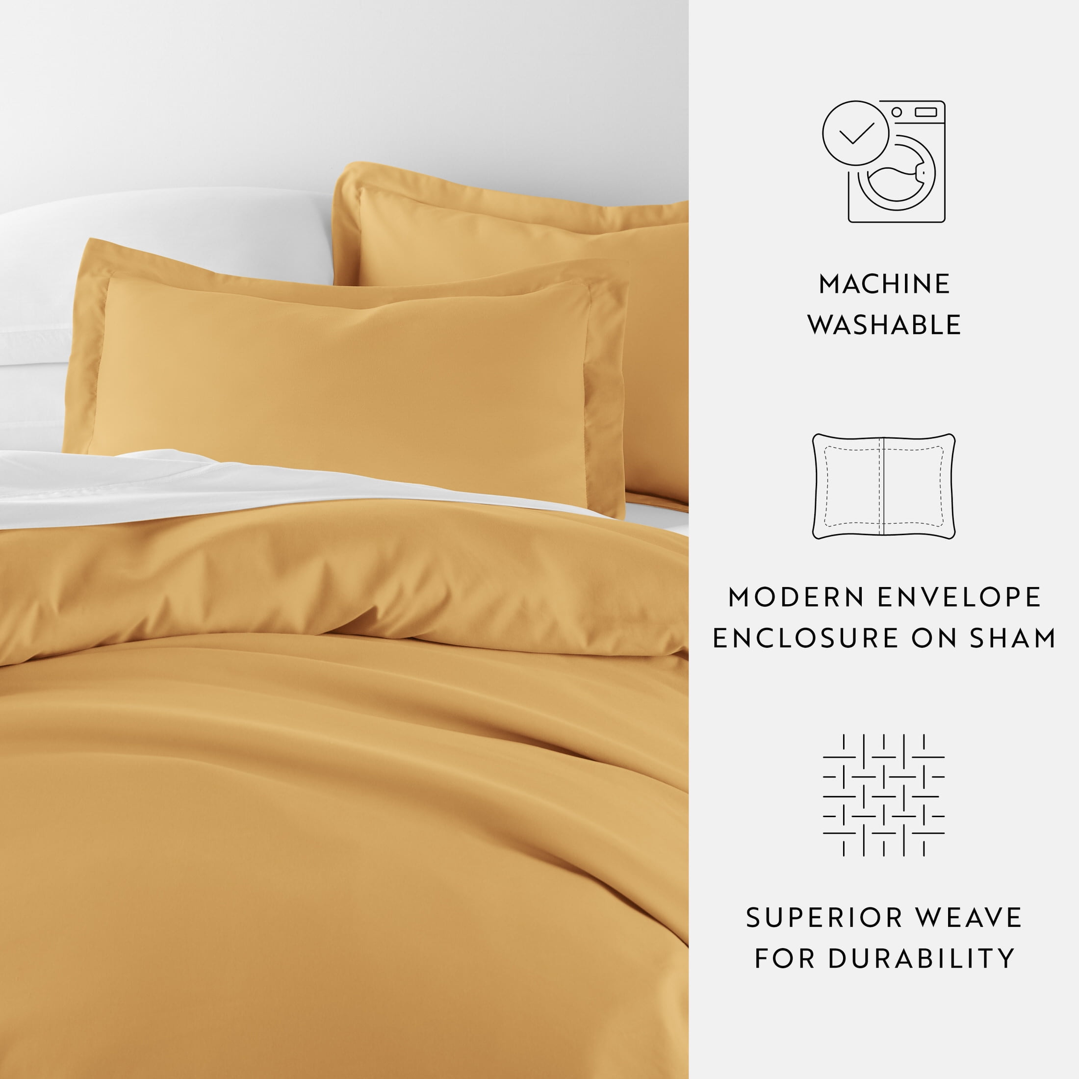 Noble Linens 3-Piece Gold Duvet Cover Set, King/ Cal King
