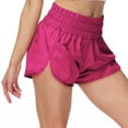 thumbnail image 4 of USSUMA High Waisted Shorts Women Solid Color Hotpants Pull-on Versatile BreAthable Thin Split Shorts Casual High Waist Sports BreAthable Shorts Yoga Athletic Fit Flowy Shorts for Travel Hot Pink L, 4 of 5