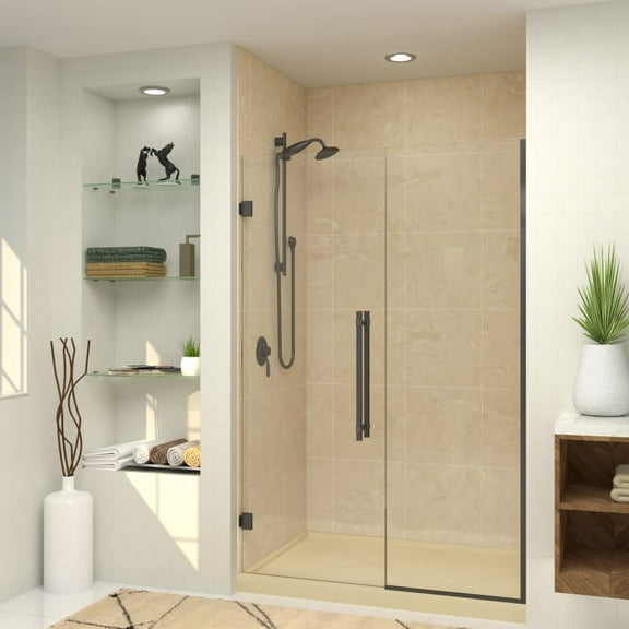 Transolid Ehtb535297610c-Bk Elizabeth 76" High X 53-1/2" Wide Hinged Semi Frameless Shower