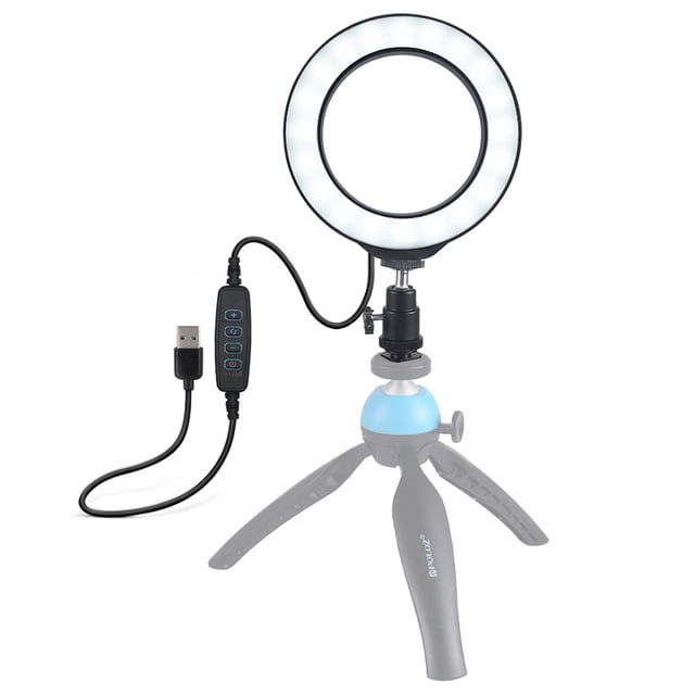 RisingPro Anneau Lumineux LED Dimmable USB 4.6 Pouces 3 Modes avec Trépied Froid