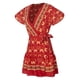 thumbnail image 5 of Vestido largo de manga corta con cuello en V profundo y abertura lateral de verano bohemio para mujer con cinturón Fridja nalpqowj28613, 5 of 9