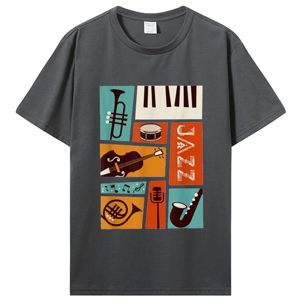 Camiseta de banda de música de Piano y sonido de Jazz camiseta divertida de músico saxofón trompeta instrumento Musical ropa de calle informal para hombres y mujeres