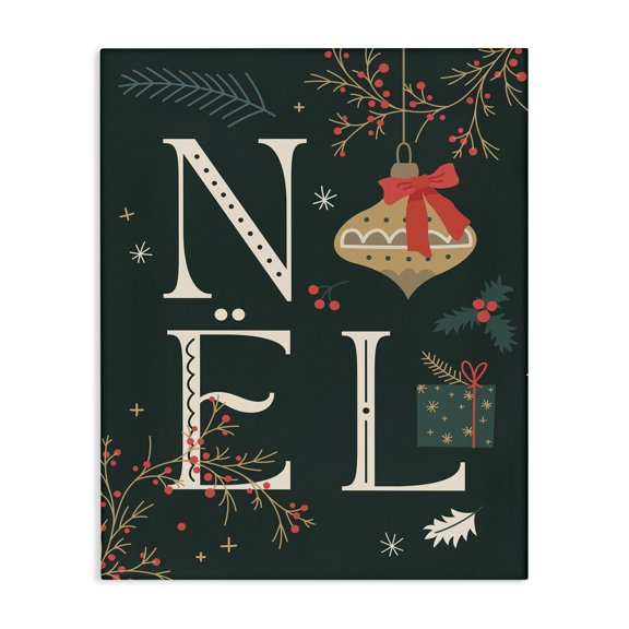 Stupell Industries Contemporary Noel with Holiday Ornament Canvas Art, 16 x 20, by Lil' Rue