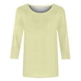 thumbnail image 4 of Htigea Plus Size 3/4 Sleeve T Shirt for Women Summer Crew Neck Pullover Solid Color Basic Tee Casual Outdoor Tops Beige,3XL, 4 of 5