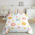 thumbnail image 4 of jejeloiu Cute Flower Queen Comforter Set,Plant Theme Bedding Sets,Orange Blue White Bedding Comforter Set For Girls Kids,Microfiber Room Decoration,3-Piece, 4 of 8