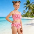 thumbnail image 2 of 3-12 Years Girls Two Piece Swimsuit Layered Halters Flounce Sport Bikini Set Adjustable Straps Beach Bathing Swimwear Kids Summer Beachwear Outfit Pink, 2 of 9