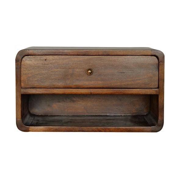 Artisan Furniture Solid Wood Chestnut Curve Floating Nightstand