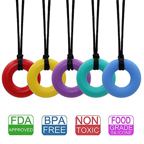 Sensory Chew Necklace for Kids Boys or Girls 5 Pack Oral Sensory Chew Toys ... 