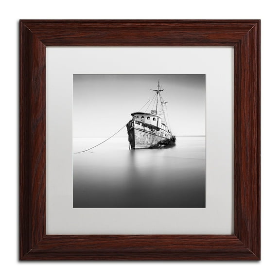 Trademark Fine Art "Barco Hundido" Canvas Art by Moises Levy White Matte, Wood Frame