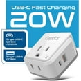 thumbnail image 6 of Ceptics European Plug Travel Adapter Set, 20W PD & QC, Safe Dual USB & USB-C - 2 USA Socket - Compact - Use in Germany, France, Italy, UK - Includes Type E/F, Type C, Type G SWadAPt Attachments, 6 of 7
