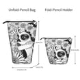 thumbnail image 2 of Lsque Floral Sugar Skull Portrait Pattern Telescopic Pencil Bag Pen Holder Stationery Case, Stand-up Retractable Transformer Bag Organizer, 2 of 6
