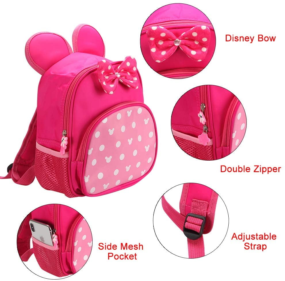 Baby Backpack, Cartoon Mouse Ear Backpack, Pink Backpack for Little Girls, Kids Travel Backpack Bowknot Toddler Baby Preschool Backpack