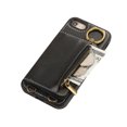 thumbnail image 2 of for iPhone 7 / 8 / SE 2022 & 2020 PU Leather Case, Card Slots and Zipper Pocket Kickstand, Classic Protective Shockproof Lightweight Ultra Slim lip Case Finger Ring Wrist Strap, Black, 2 of 7