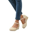 thumbnail image 3 of GERsome Womens Espadrilles Wedges Sandals Closed Toe Platform Buckle Ankle Strap Casual Summer Shoes, 3 of 8