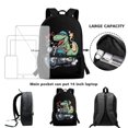 thumbnail image 6 of Uourmeti Large Capacity Backpack for School Work, 17 Inch Stylish Daypack, Dinosaur Motorcycle Theme, 6 of 6
