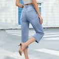 thumbnail image 5 of Capri Jeans for Women Mid Rise Straight Leg Casual Relaxed Fit Summer Cropped Denim Capris Pants Summer Trendy Crop Jeans with Pockets Daily Basics Light Blue S, 5 of 7