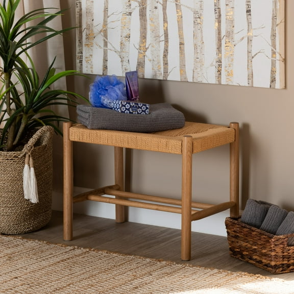 Baxton Studio Saura Upholstered & Storage Bench, Natural