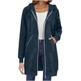 thumbnail image 3 of Lumtrix Long Hoodies for Women Zip Up Tunic Sweatshirt Cute Fall Jackets | Oversized Sweatshirt Travel Hoodie Lightweight Workout Jackets Navy 2XL, 3 of 7