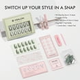thumbnail image 3 of VSALON Press on Nails Medium Almond - Green Cat Eye Glassy Glitter Nails Kit for Women, Reusable Fake Nails & Soft Gel Nail Glue, Protector Cuticle Oil, Tabs & Nail File 32 PCS in 16 Sizes, 3 of 8