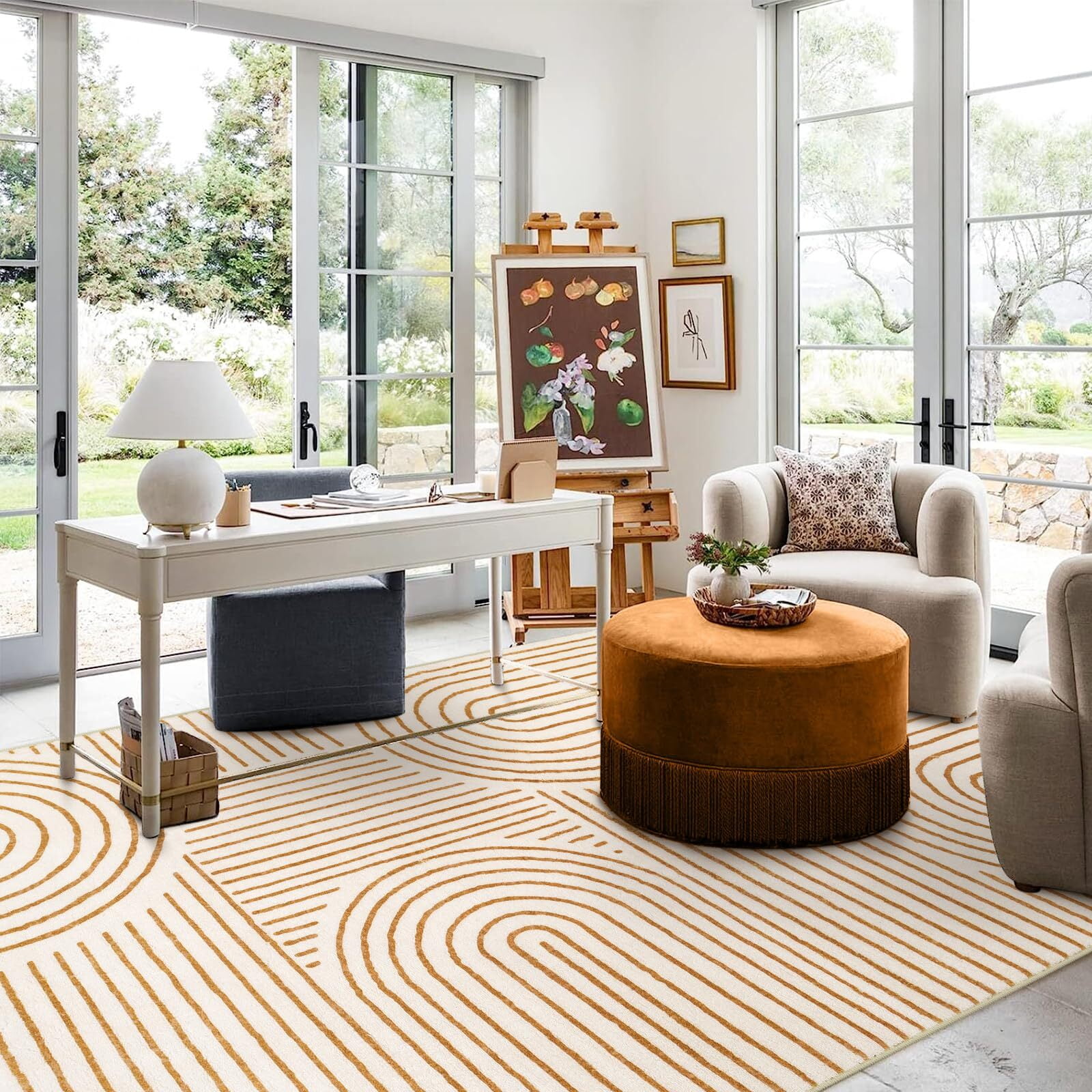 Moynesa Abstract Washable Rugs, 8x10 Rug for Bedroom Nursery Soft Non Slip Modern Living Room Rug, Ultra-Thin Non-Shedding Throw Carpet for Entryway Kitchen Office
