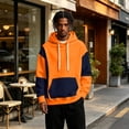 thumbnail image 4 of TOMVIGX Mens Contrast Color Spliced Hooded Sweatshirt Casual Drawstring Pullover Hoodie Long Sleeve Sport Tops with Front Pocket XL, 4 of 6
