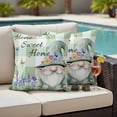 thumbnail image 4 of Green Gnomes Outdoor Waterproof Pillow Covers, Spring Botanical Flowers Buffalo Plaid Decorative Square Throw Pillowcase Sofa Cushion Sham for Patio/Couch/Chair, 24"x24" 2 Pack, 4 of 8