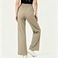 thumbnail image 6 of LEAVINGSUO Casual Pants with Pockets for Women Ladies' Fashionable Solid Color Straight Leg Pants For Everyday Wear Khaki S, 6 of 6