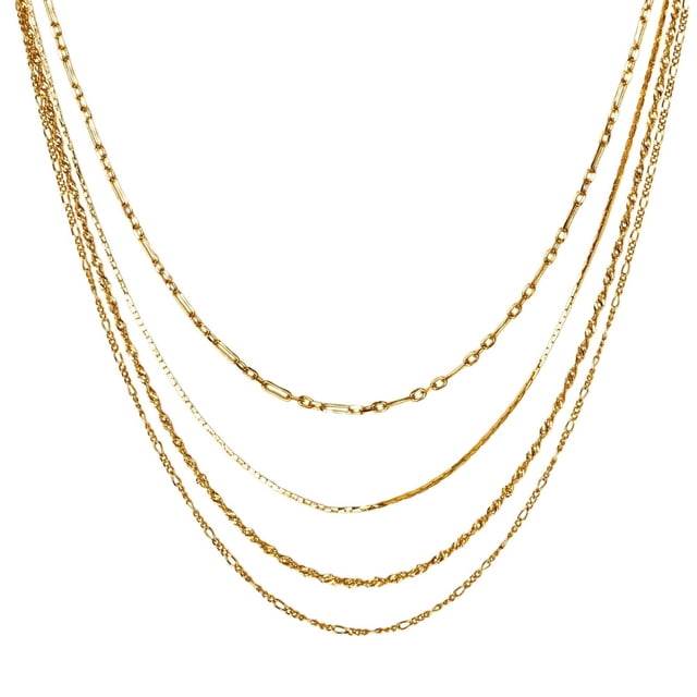 Collar cadena cuadruple chapa de oro amarillo 18k