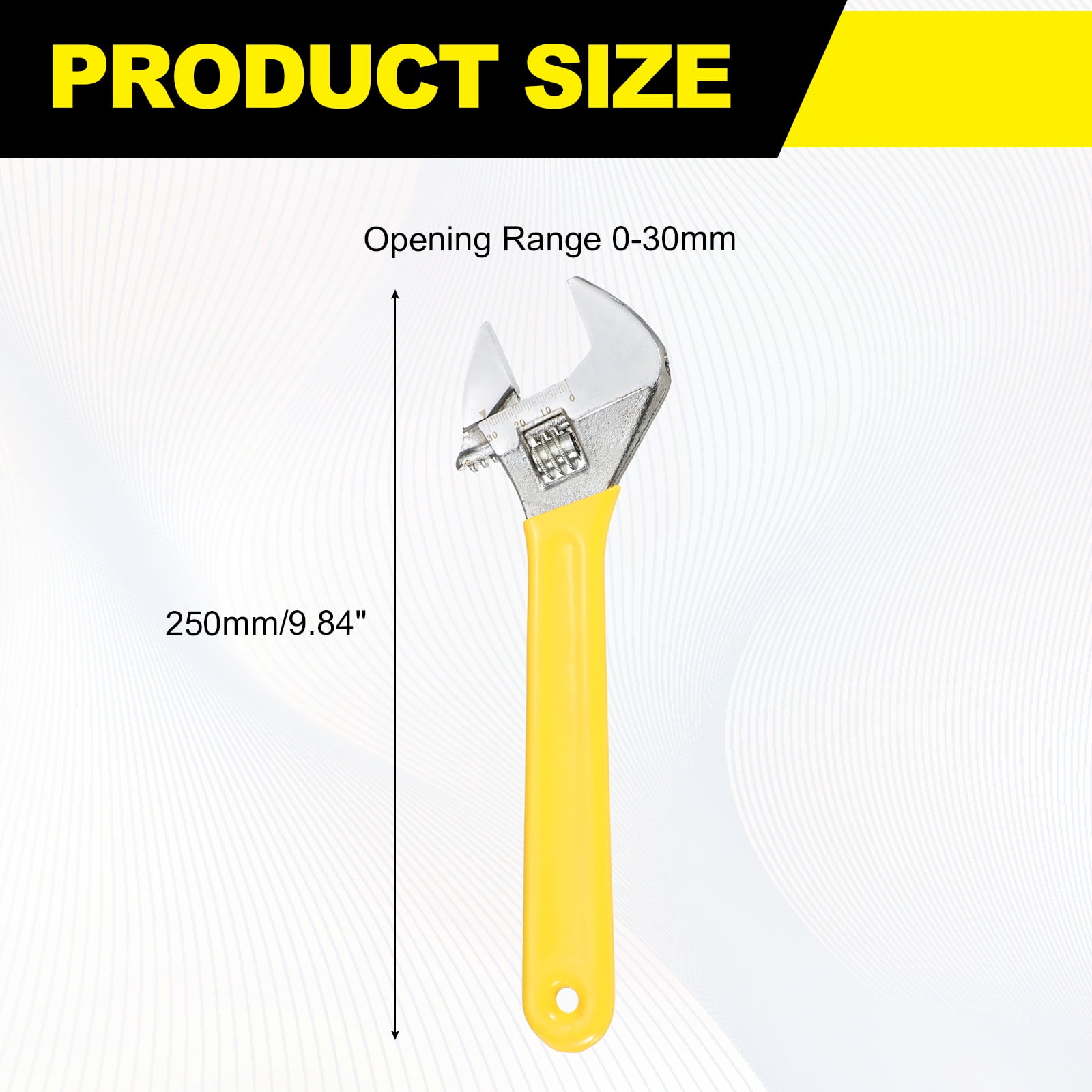 Uxcell Adjustable Wrench 10" High Carbon Steel Industrial Wide Jaw Wrench Adjustable Repairs Spanner Tool with Graduated Scale for Home Garage Workshop Plumbing, Yellow