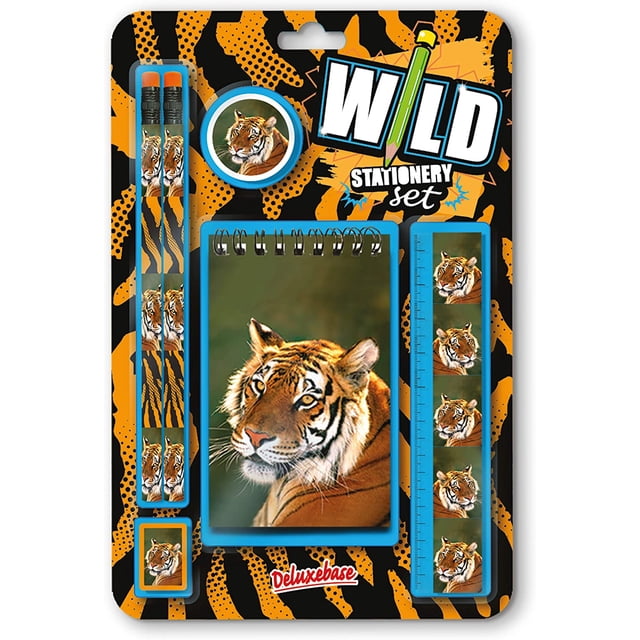 czcpp-Wild Stationery Set - Tiger School Stationary Sets from . School Supplies Include 2 Pencils, Pencil Eraser, Pencil Sharpener, Ruler, and Cute Notebook. Stationary Supplies Gifts for Kids