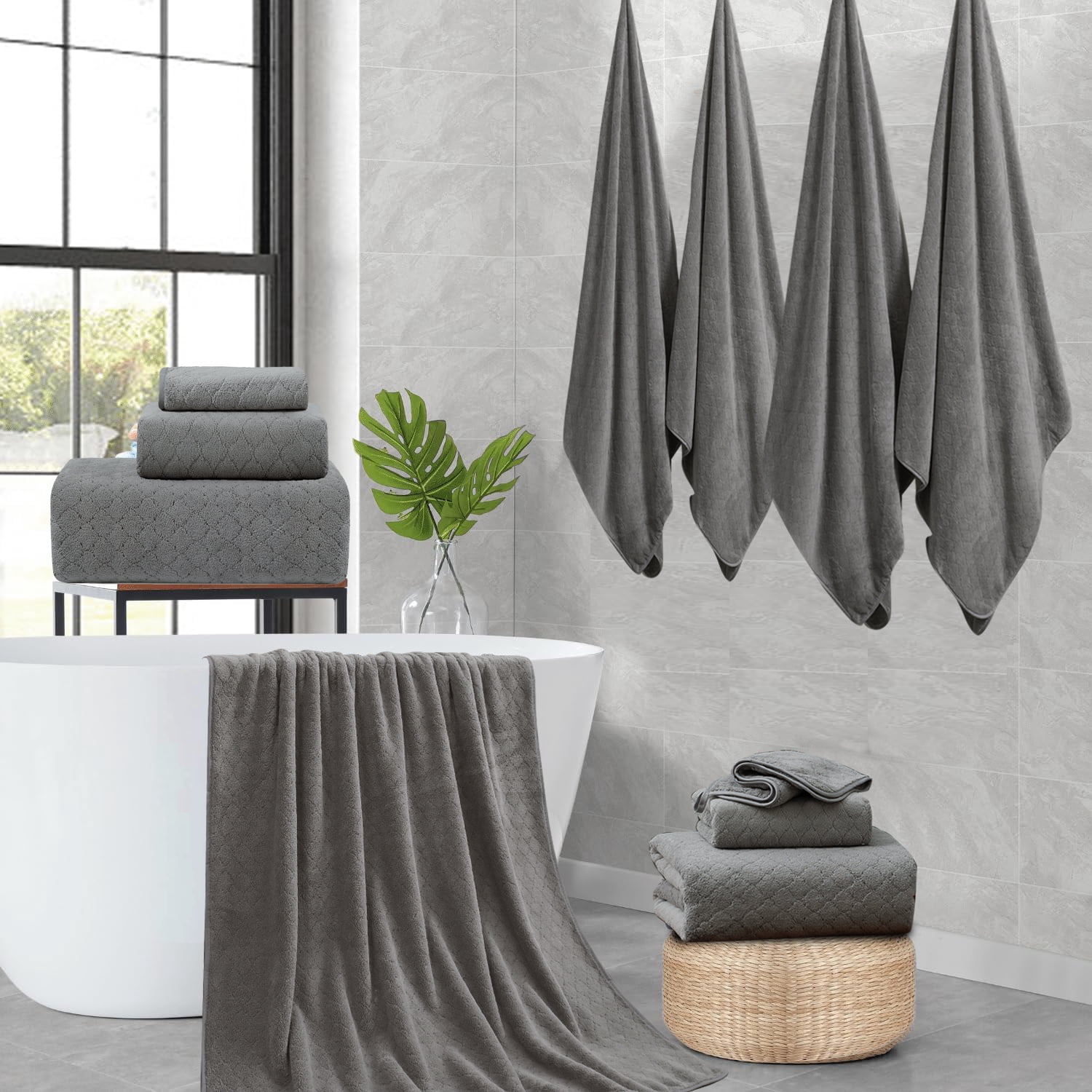COVINA Home 4-Pack Bath Towel Set Microfiber Bathroom Towel Set Ultra Soft Plush Oversized Towels Adult Luxury Bath Sheet