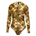 thumbnail image 4 of Bathing Suit for Women Scale Print High Neck Long Sleeve Swimsuit Full Coverage Rash Guard Sun Protection Performance Swimwear for Beach, 4 of 4